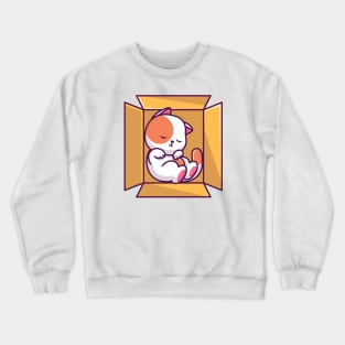 Cute Cat Sleeping In The Box Cartoon Crewneck Sweatshirt